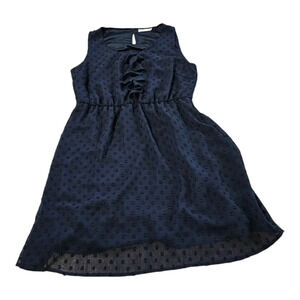 Tulle XL Dark Blue Sleeveless Lined Polka Dot Mini Dress